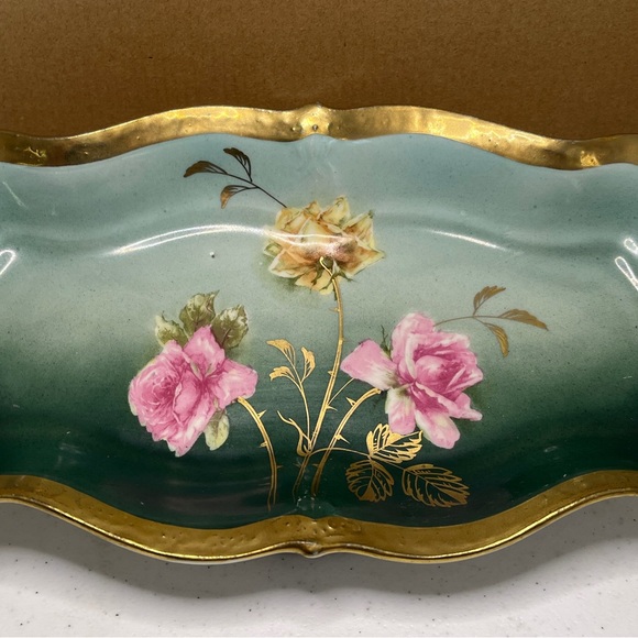 Rare Antique Carl Tielsch Hand Painted Porcelain Plate With Floral Design
